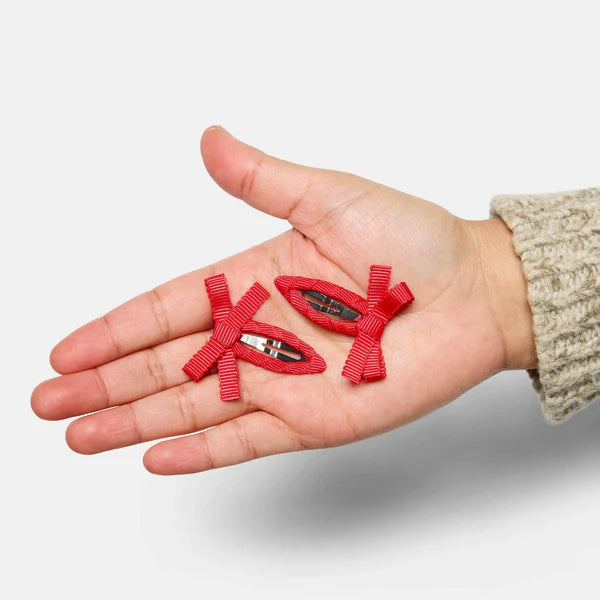 Chunks Bow Snap Clip in Cherry
