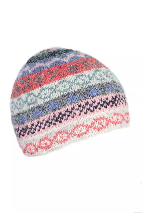 Pachamama Knitted Beanie in Classic Fairisle Oatmeal