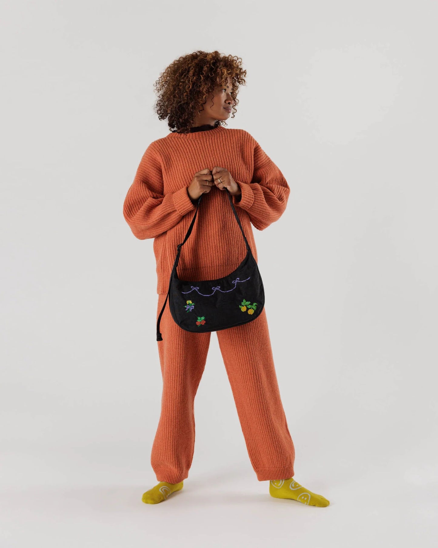 BAGGU Medium Nylon Crescent Bag - Cross Stitch