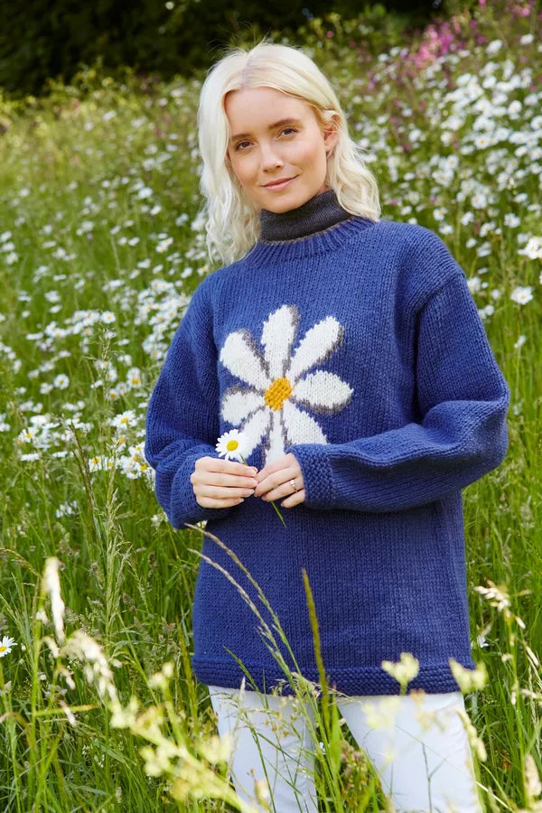 pachamama daisy sweater in blue denim colour
