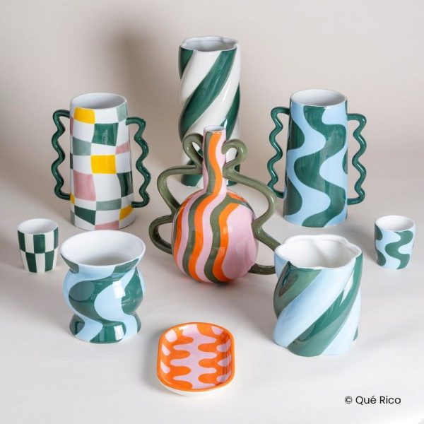 Que Rico Ceramic Plant Pot Camilo Amor Del Color in Blue/Green