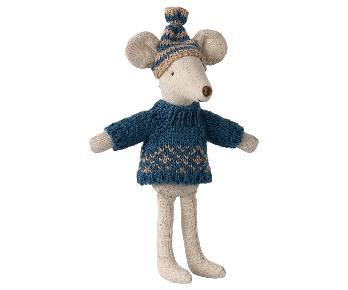 Maileg Knitted Sweater and Hat - Dad Mouse