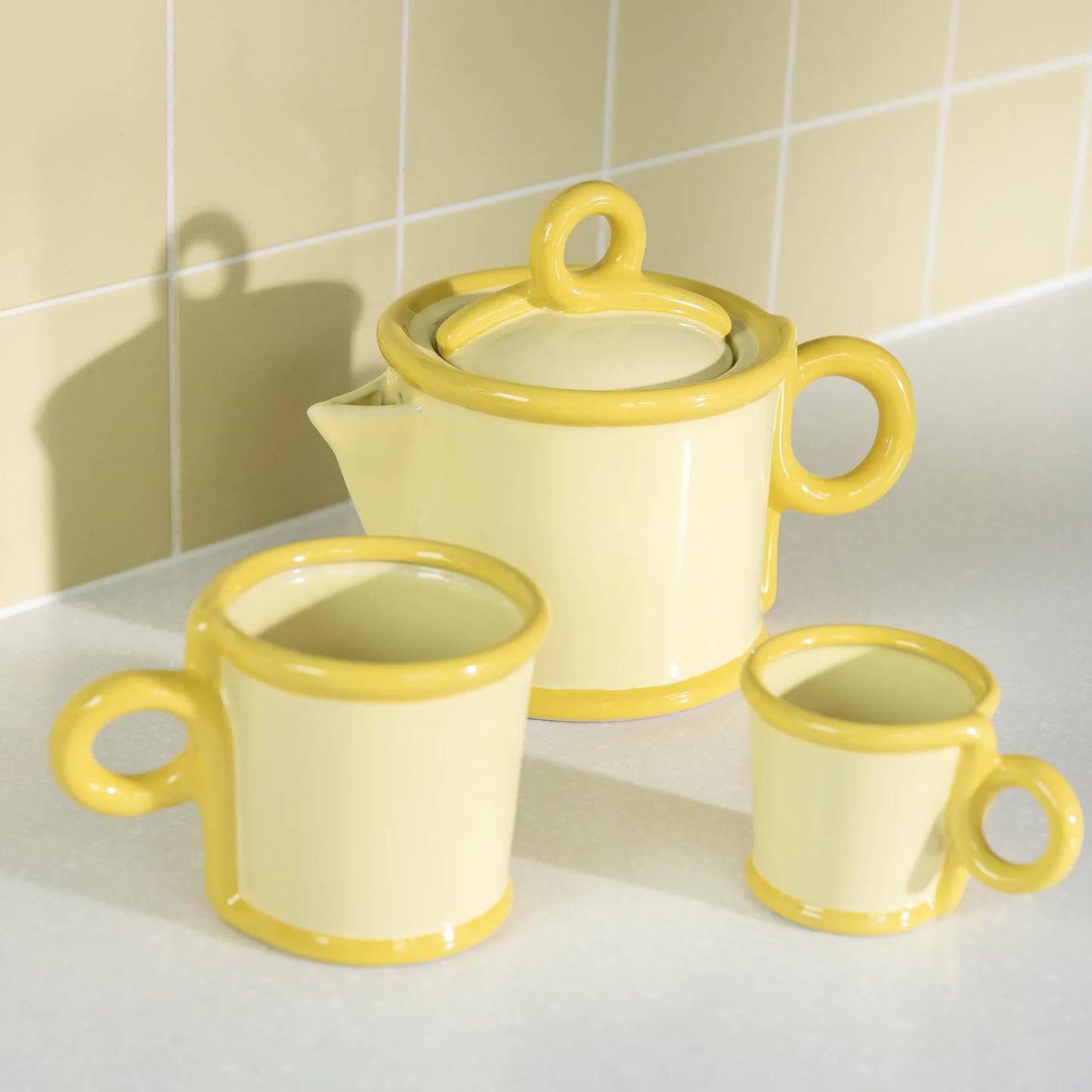 &Klevering Small Yellow Loop Mug - Set of 2