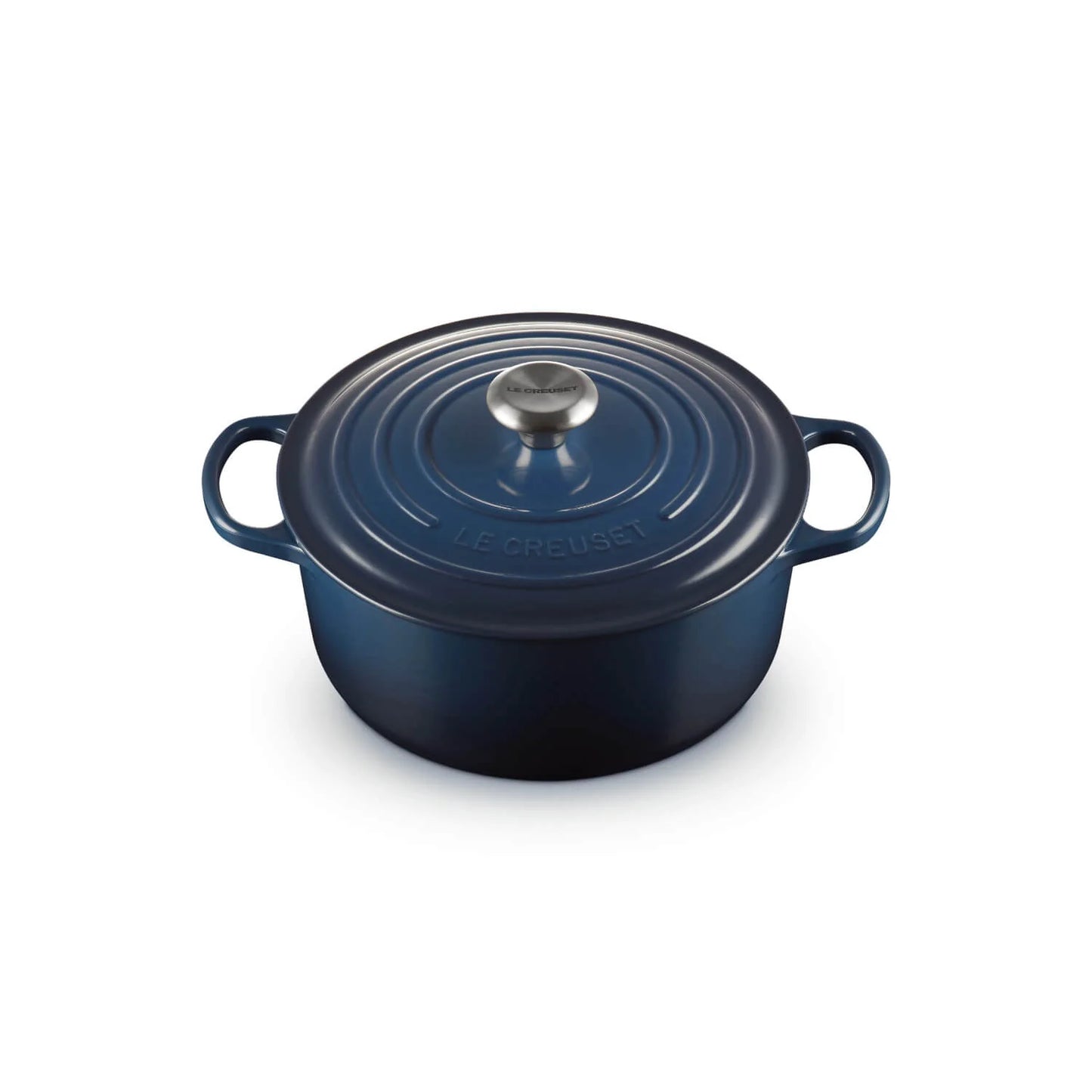 le creuset cast iron round casserole in ink (dark blue) 22cm
