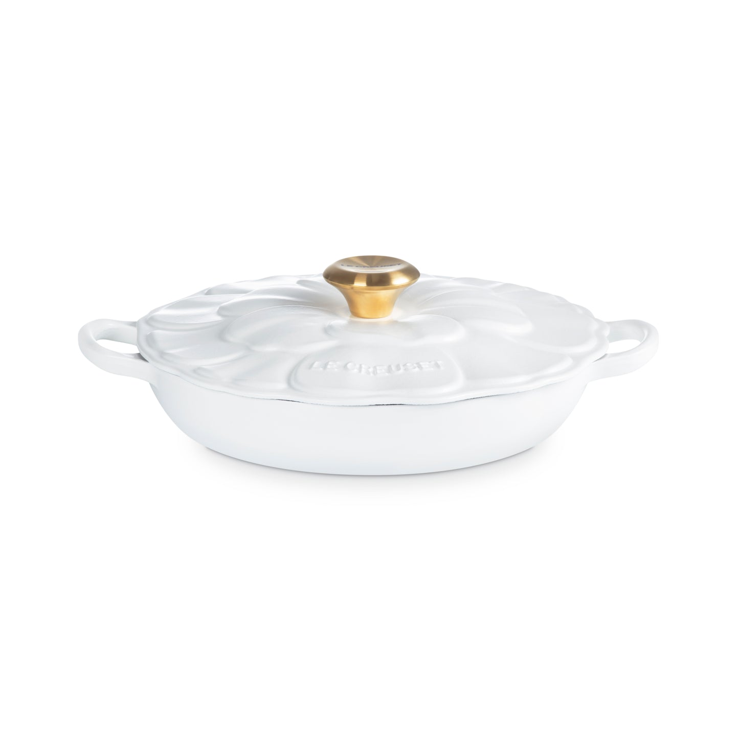 Le Creuset Cast Iron Petal Shallow Casserole 26cm - Cotton White