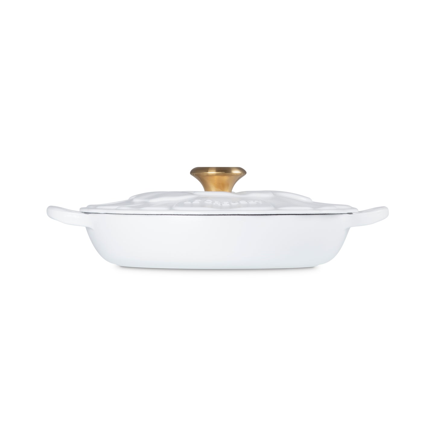 Le Creuset Cast Iron Petal Shallow Casserole 26cm - Cotton White