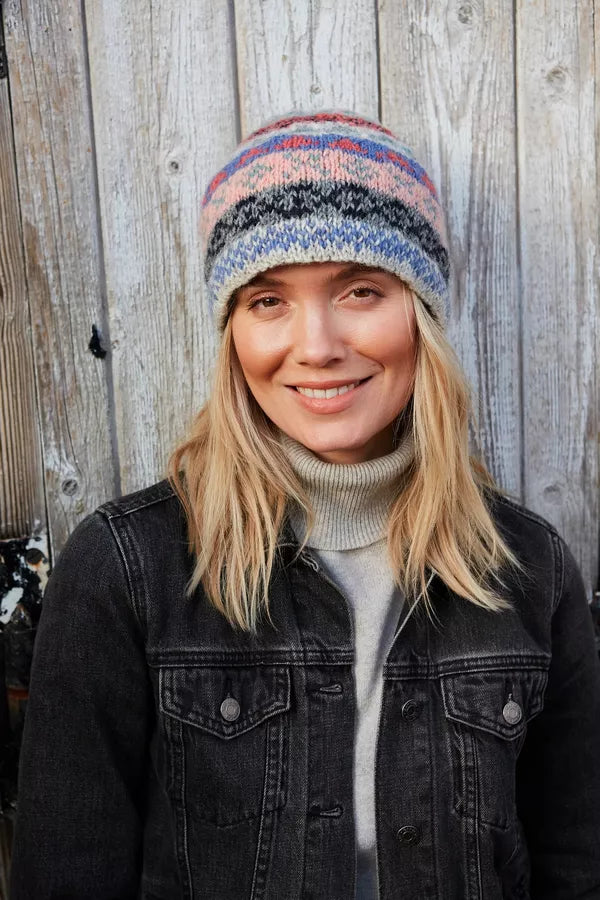 Pachamama Knitted Beanie in Classic Fairisle Oatmeal