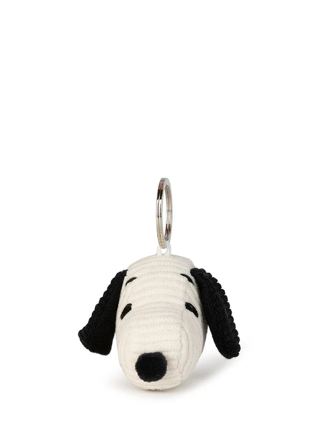Snoopy Head Corduroy Cream Keyring
