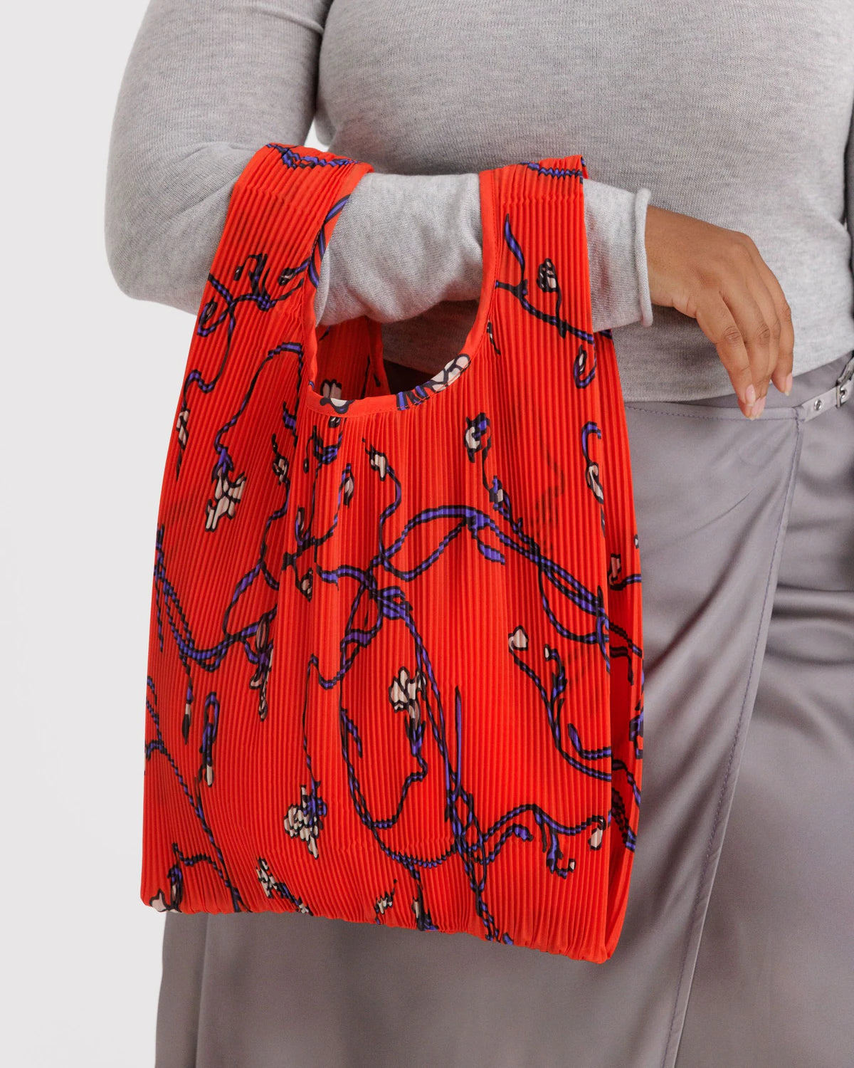 BAGGU Pleated Reusable Bag - Red Snapdragon
