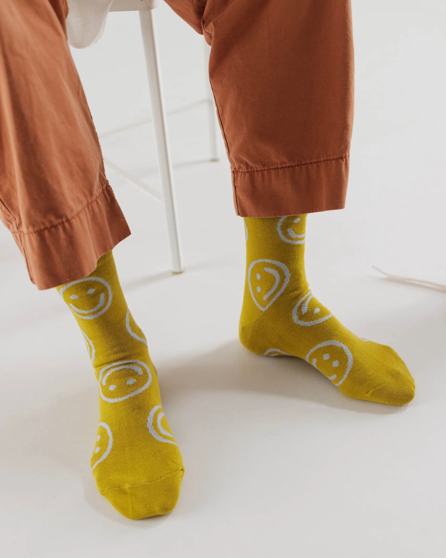 BAGGU Adult Crew Sock - Ochre Happy