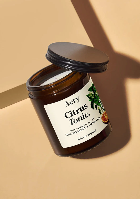 Aery Citrus Tonic Scented Jar Candle in lime, bergamot and mandarin scent 