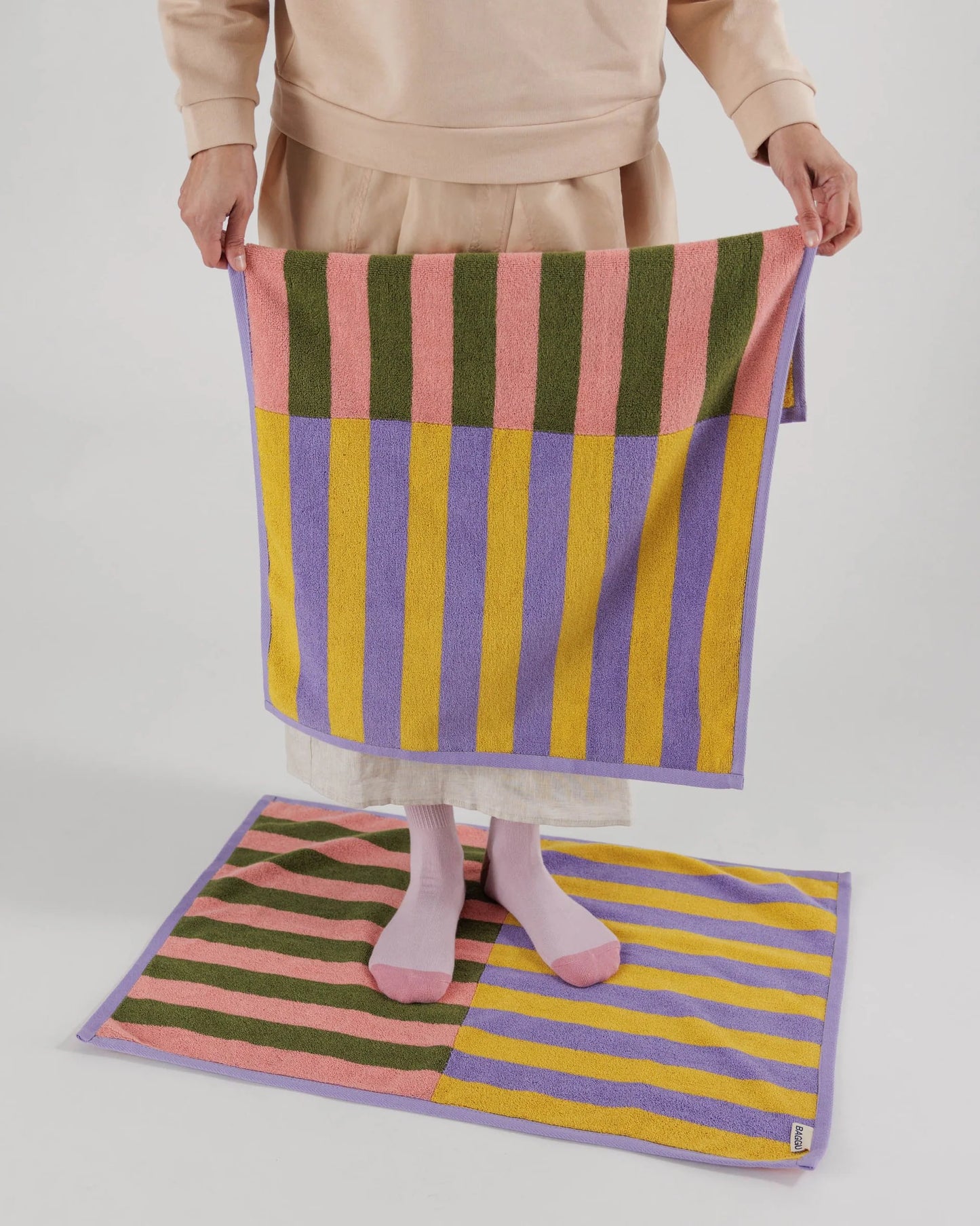 BAGGU Hand Towel Set of 2 - Sunset Quilt Stripe
