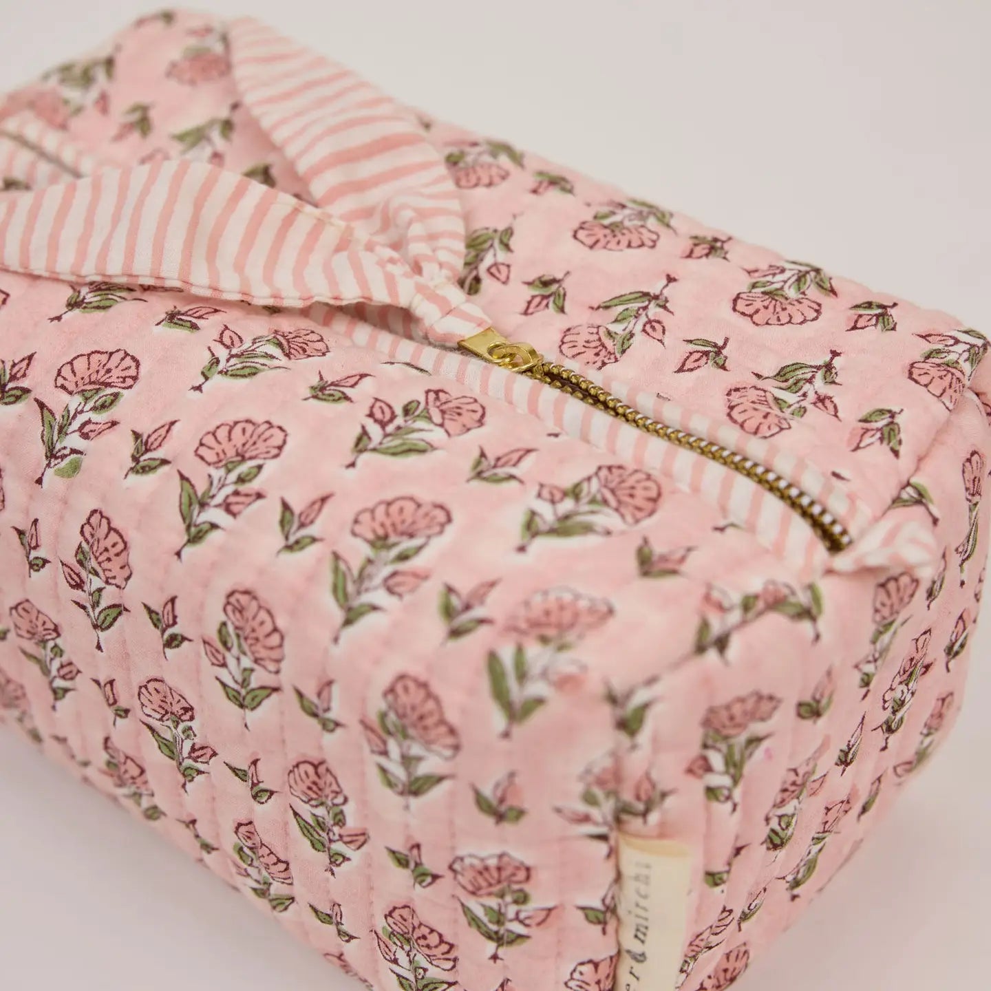 Paper Mirchi Organic Cotton Toiletry Medium Bag - Ditsy Floral Blush