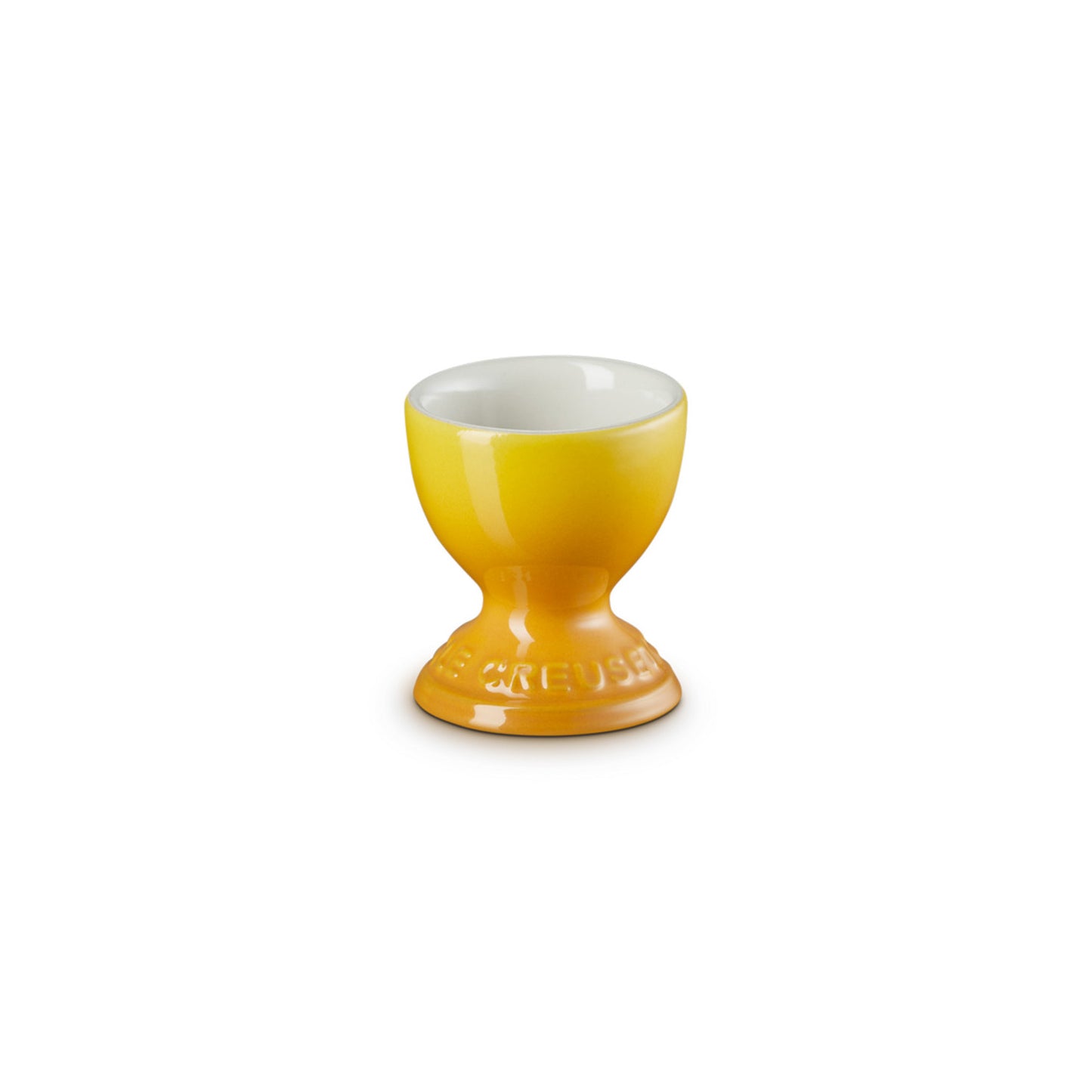 le creuset stoneware egg cup in deep yellow