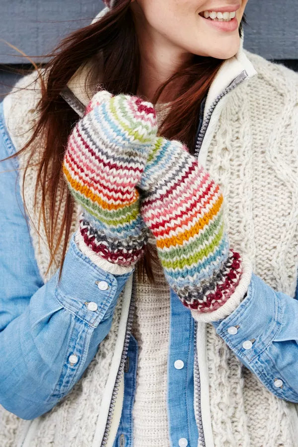 pachamama hoxton multicolour stripe mittens