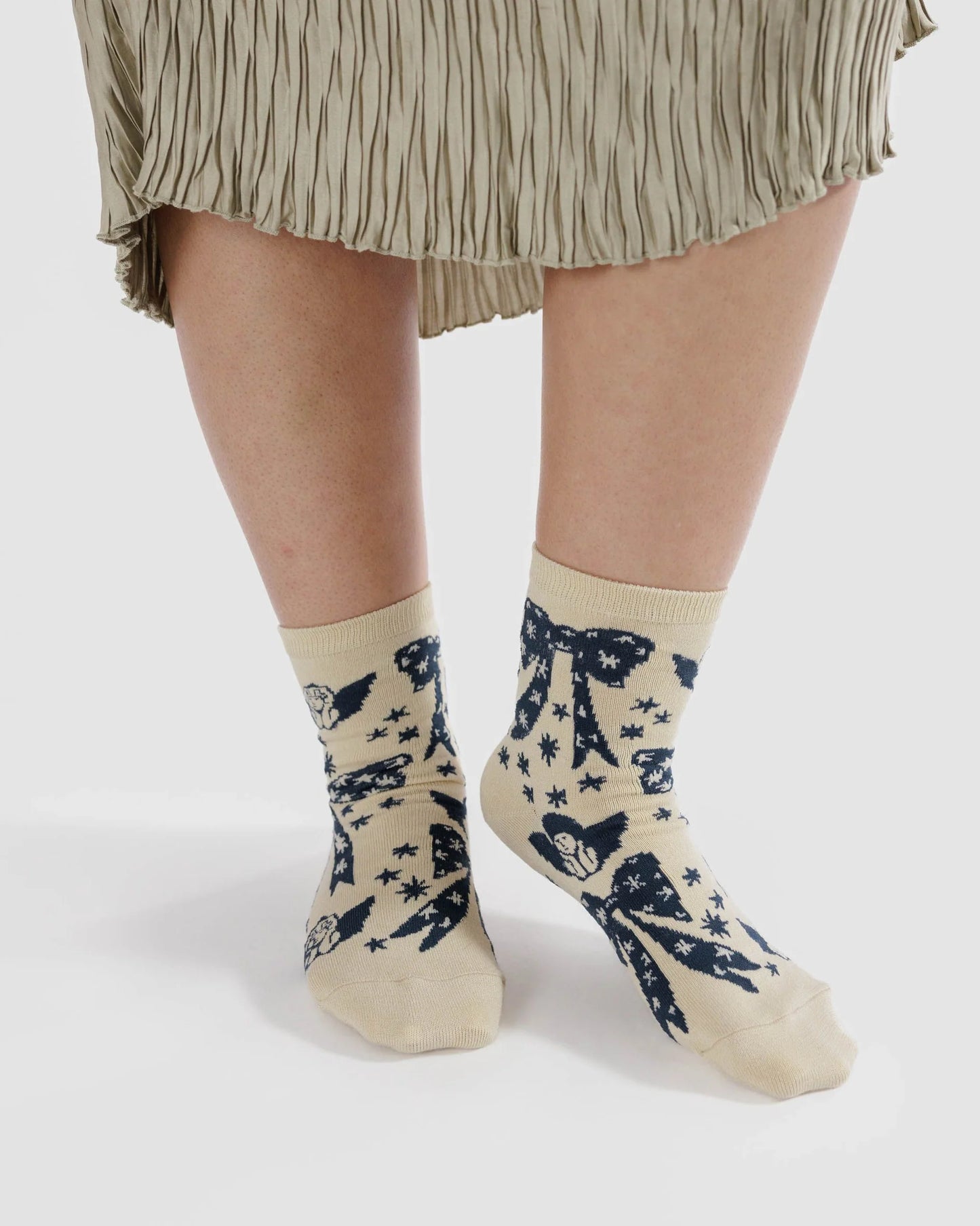 BAGGU Adult Crew Sock - Cherub Bows