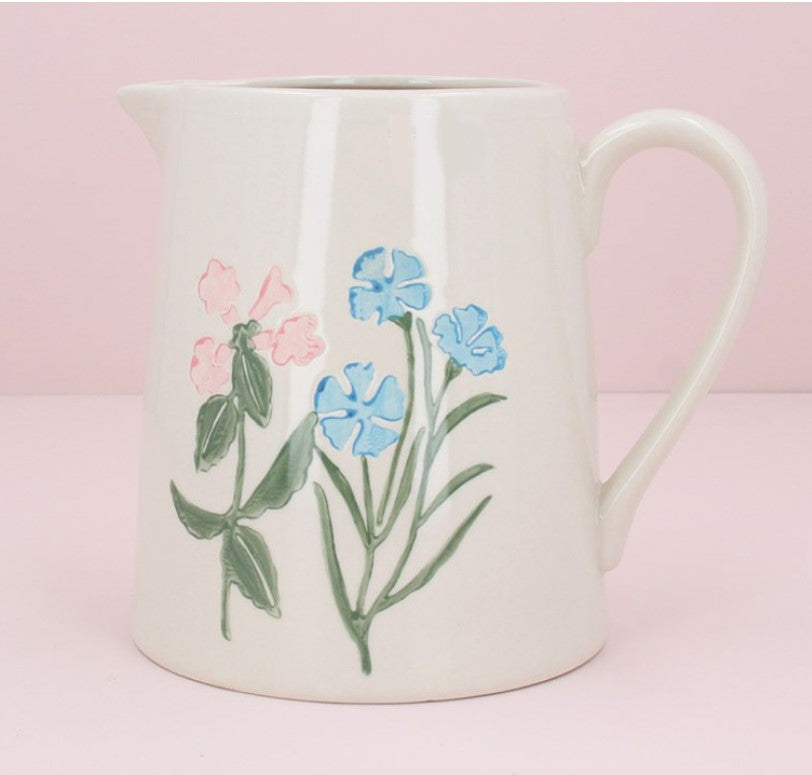 Gisela Graham Stoneware Primavera Floral Pitcher