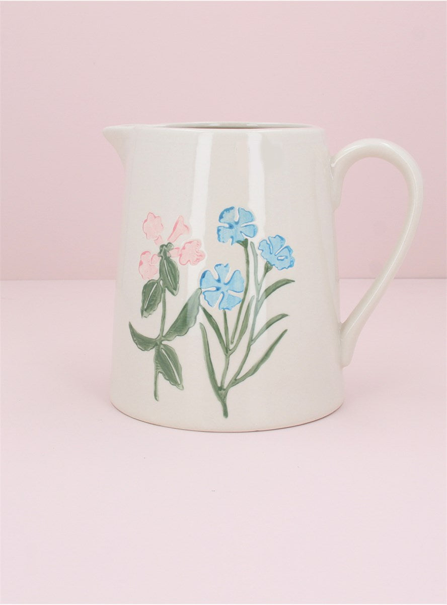 Gisela Graham Stoneware Primavera Floral Pitcher