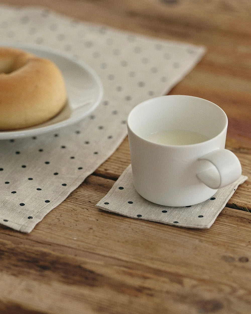 Fog Linen Coaster Natural Dot