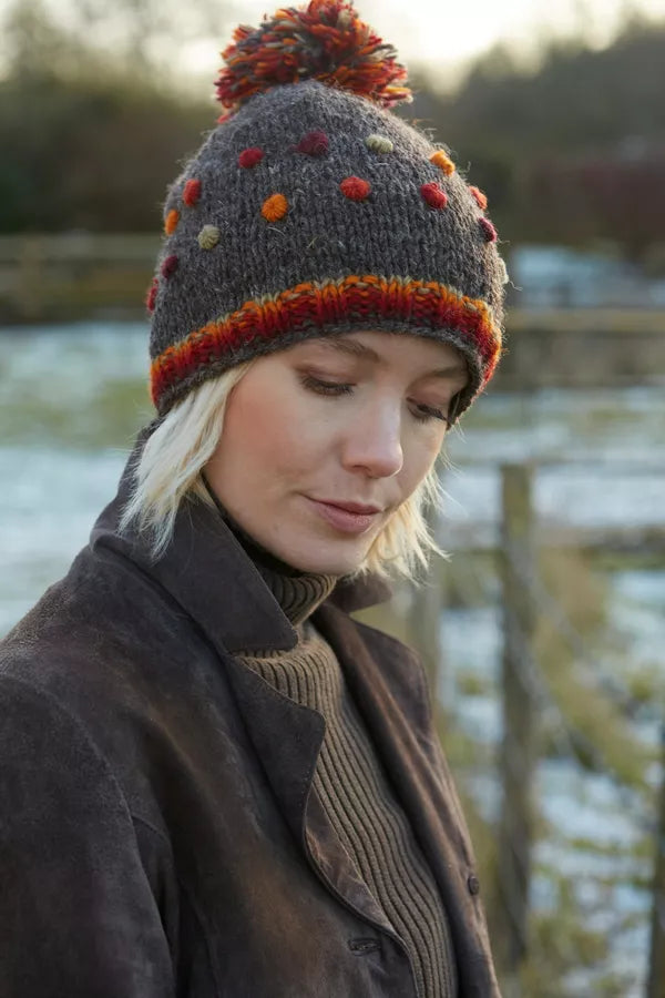 pachamama montpellier bobble beanie in bark