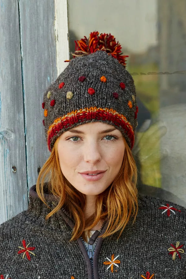 Pachamama Montpellier Bobble Beanie - Bark