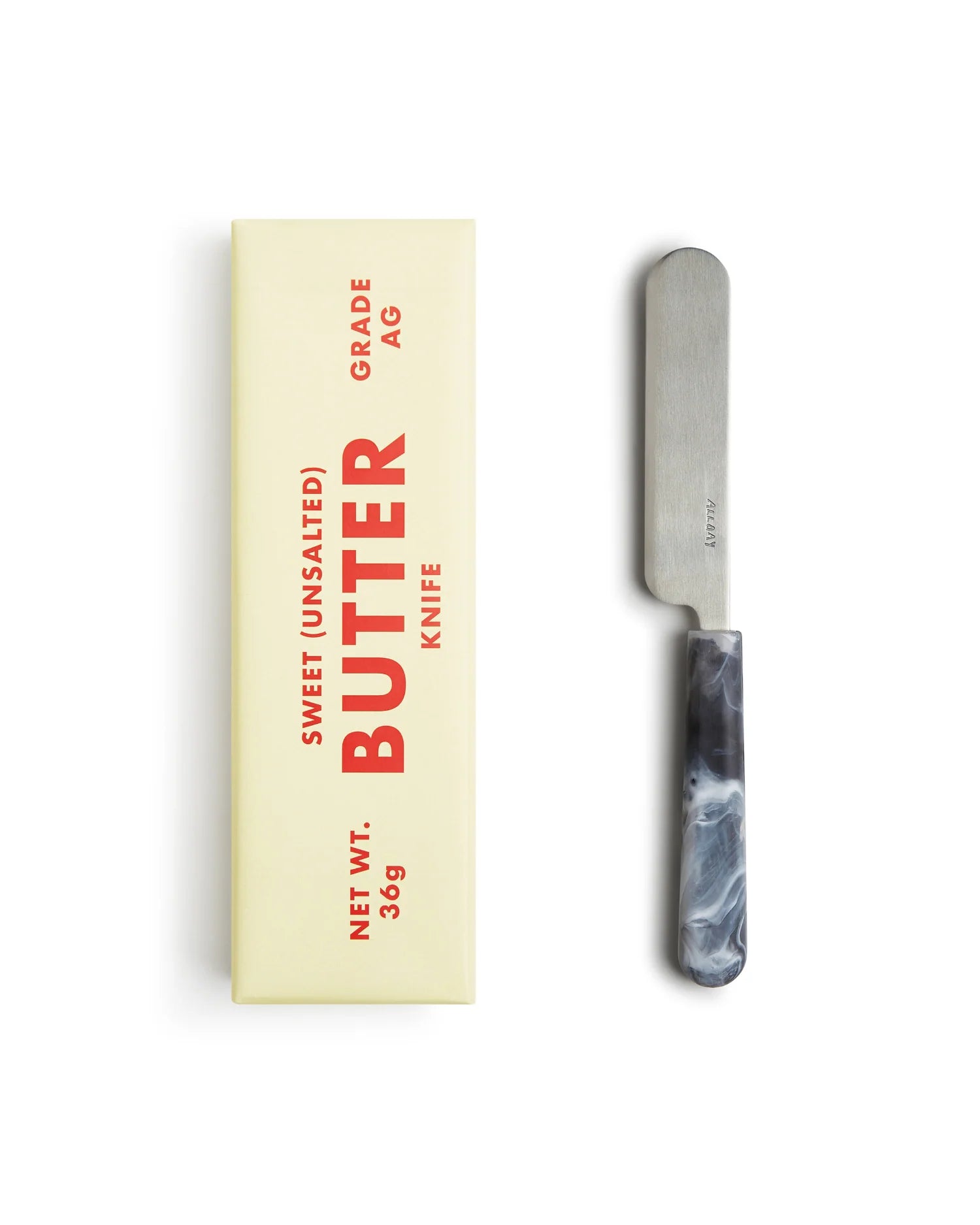 Butter knife with packaging on a white background
