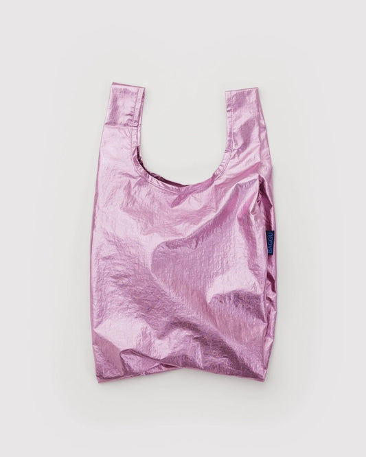 Pink reusable bag on a light gray background