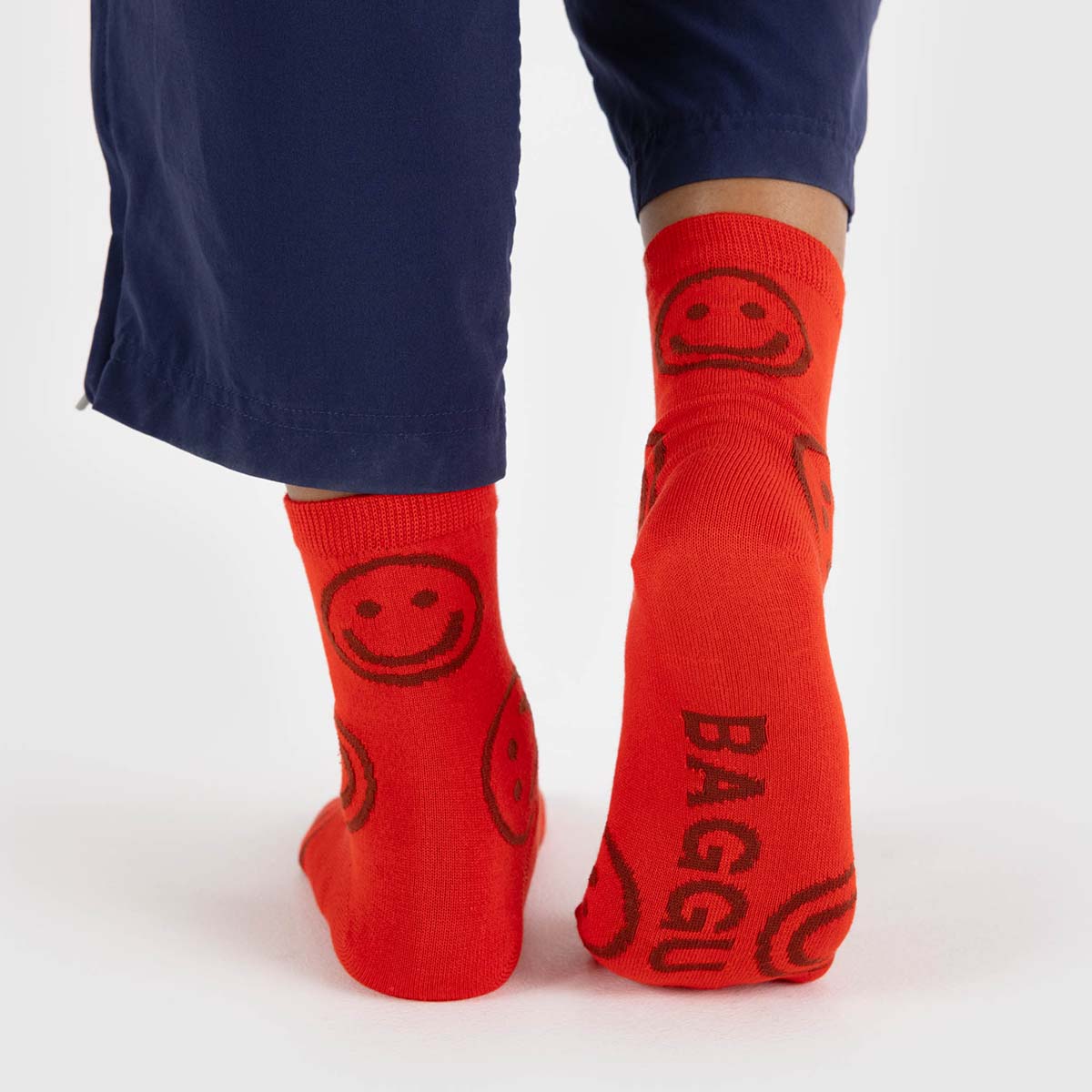 BAGGU Adult Crew Sock - Red Happy