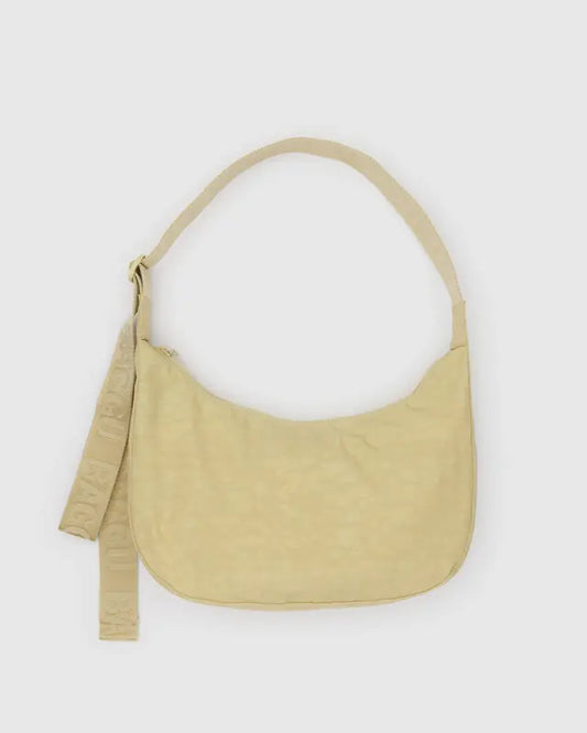 BAGGU Medium Nylon Crescent Bag in Butter yellow colour