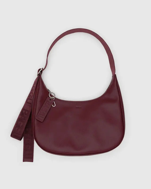 BAGGU Medium Recycled Leather Crescent Bag in Mahogany