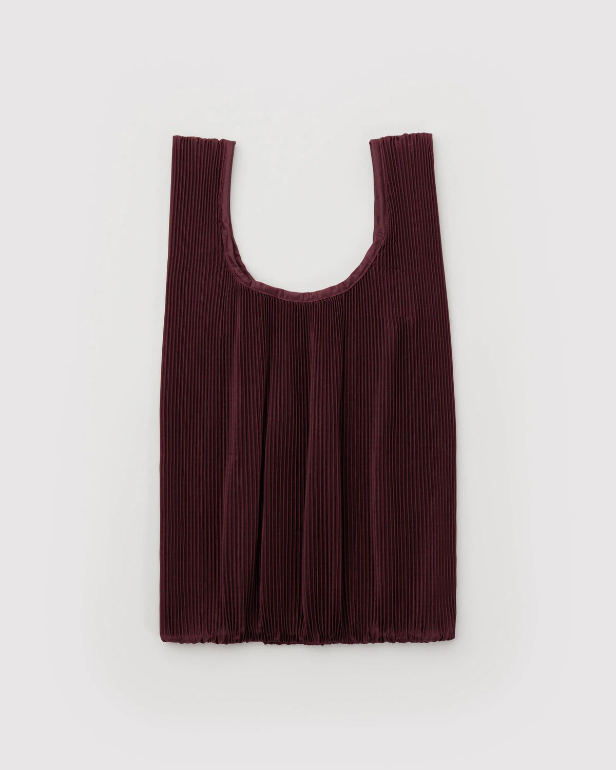 Maroon reusable bag on a light gray background