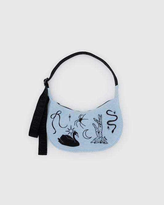 BAGGU  Small Nylon Crescent Bag in Embroidered Ballet Icons