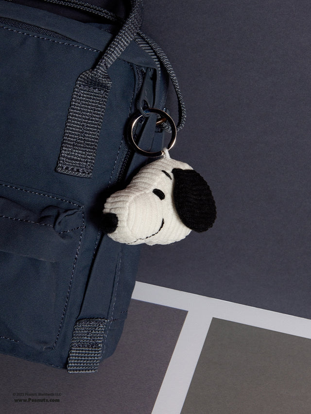 Snoopy Head Corduroy Cream Keyring