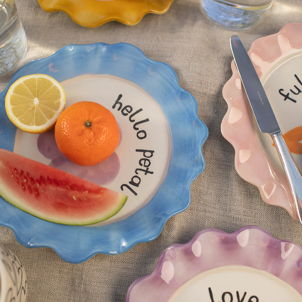 Light Blue Daisy Ceramic Plate