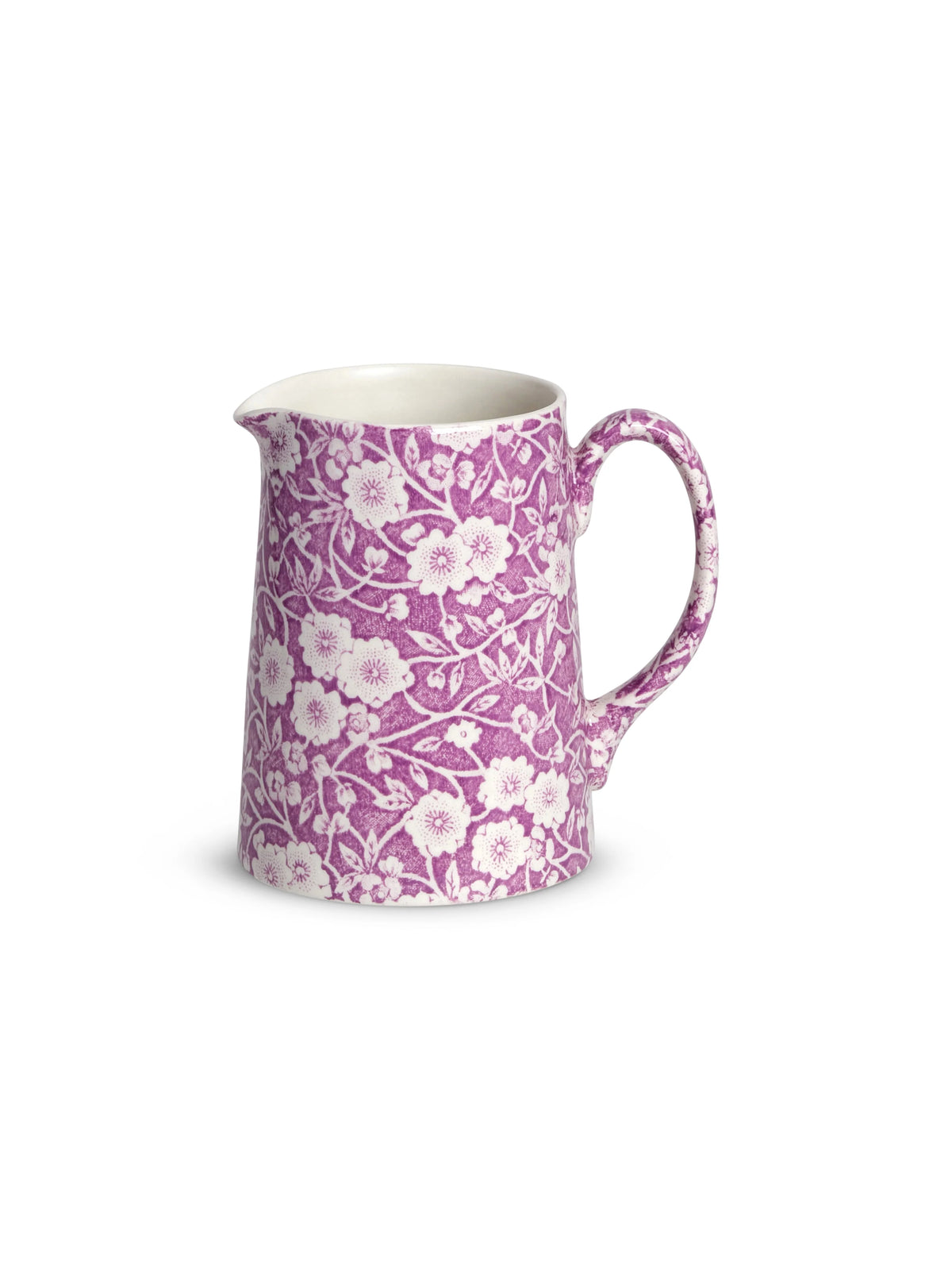 Burleigh Jug in Blossom Calico Tankard Floral Pattern on a white baclground