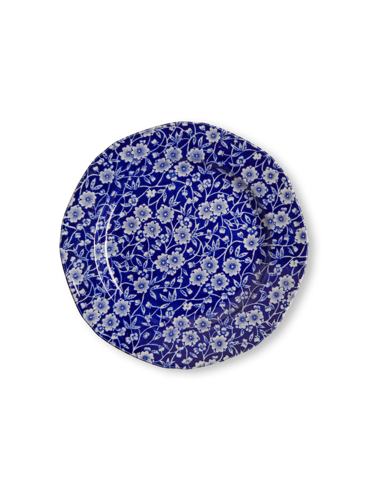 Burleigh Blue Calico Blue and White floral Plate on a white background