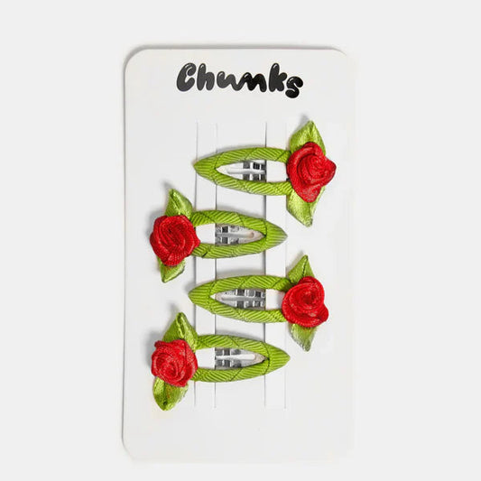 CHUNKS Rosette Snap Clip in Red