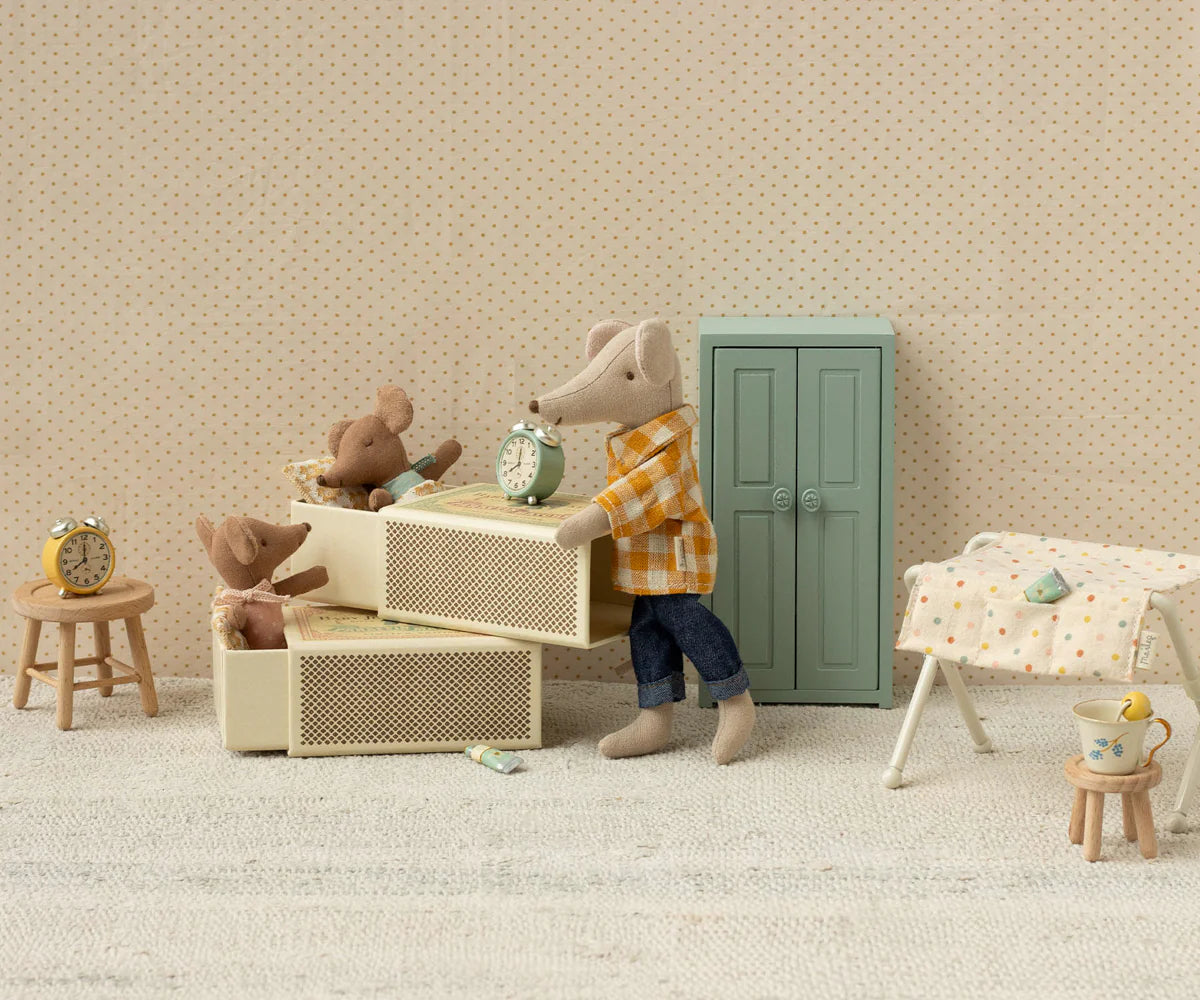 Maileg Sleepy Wakey Baby Mouse in Rose Matchbox