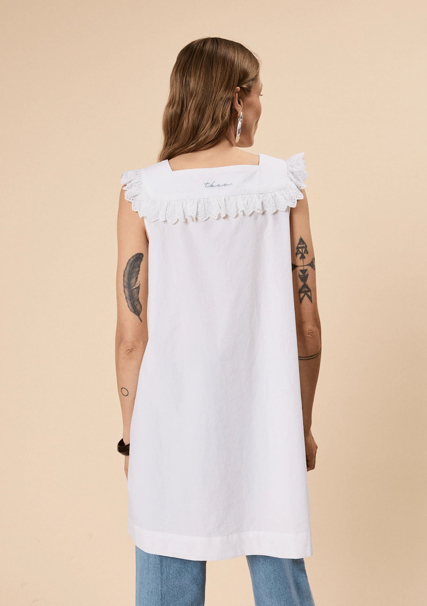 TBCo Cotton Broderie Sleeveless Dress - White