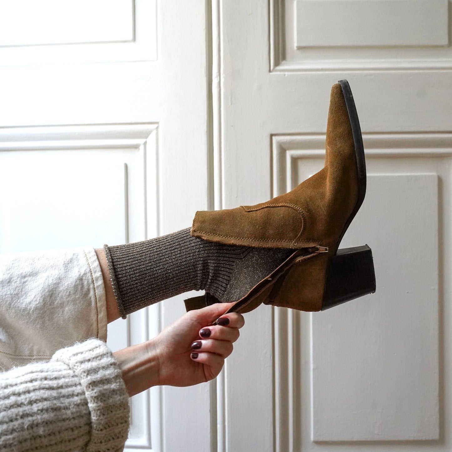 KLUE Glitter Lurex Socks in Eco-friendly Lyocell - Caramel