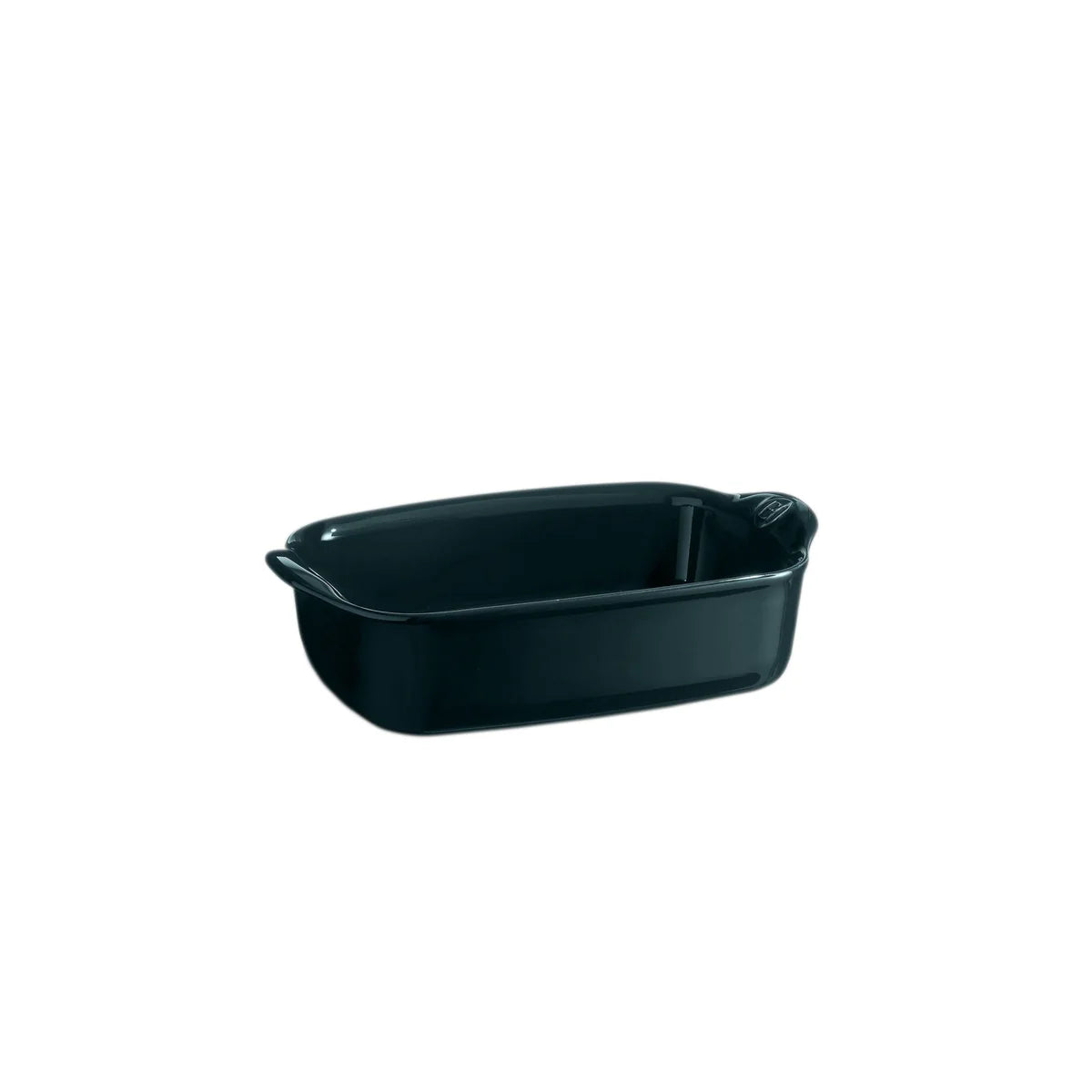 deep navy rectangular baking dish on a white background