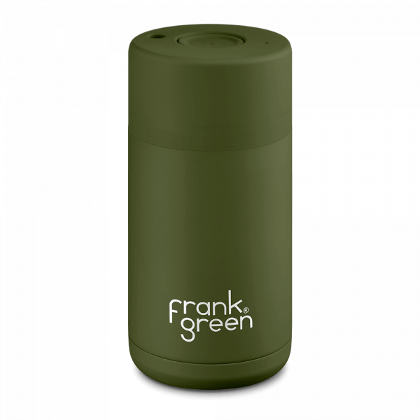 Frank Green Ceramic Reusable Cup 355ml in green khaki