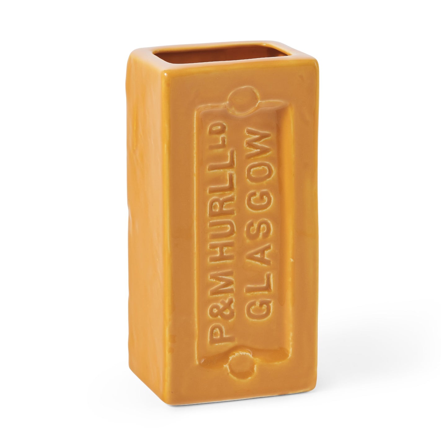 glazed ceramic glasgow brick vase in yellow