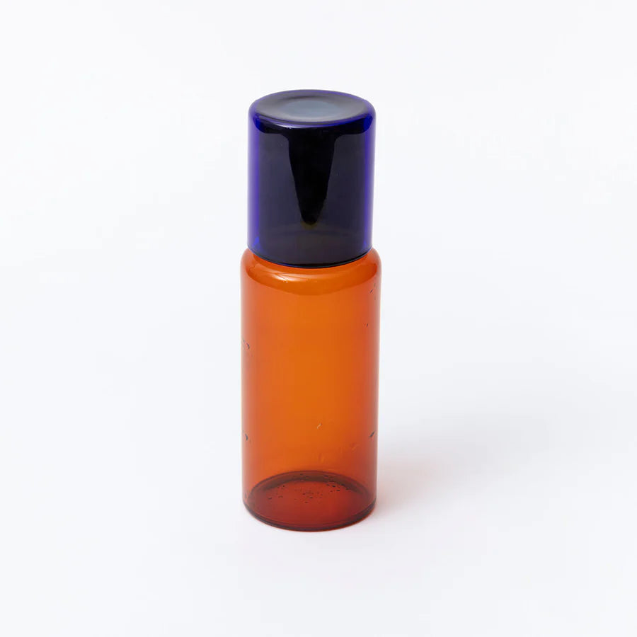 Block Design Glass Carafe - Amber / Cobalt