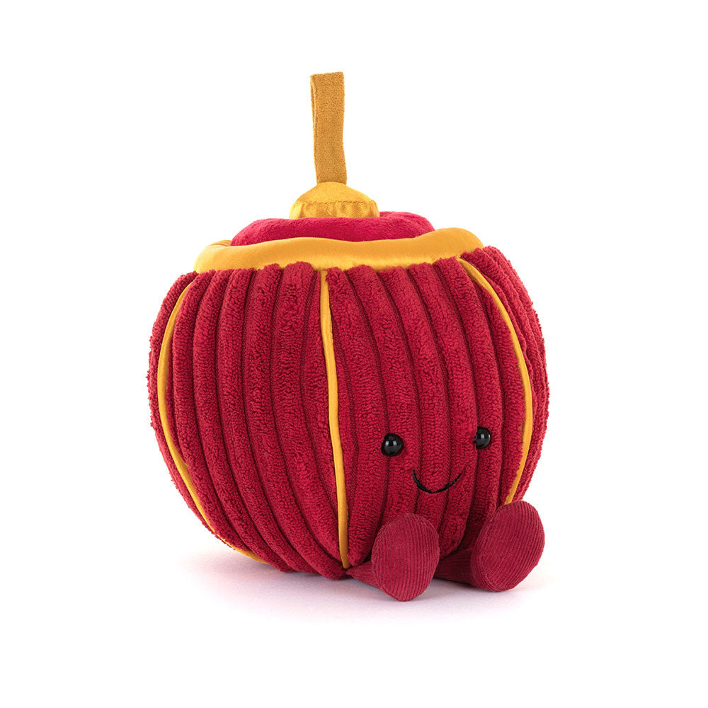 Jellycat amuseables red rayray lantern with gold detailing.
