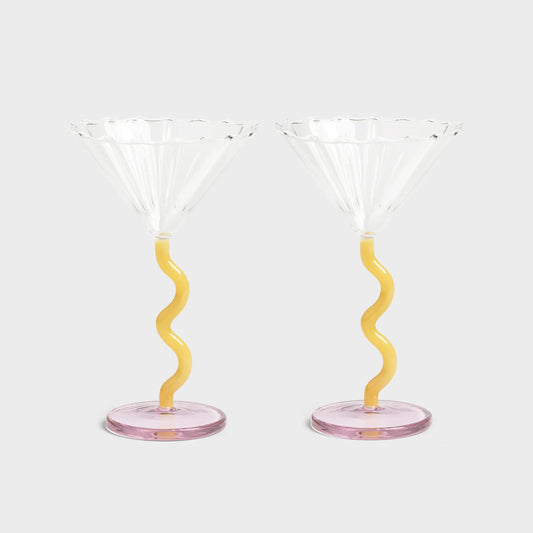 &Klevering Coupe Curve in Caramel & Pink colours (Set of 2)