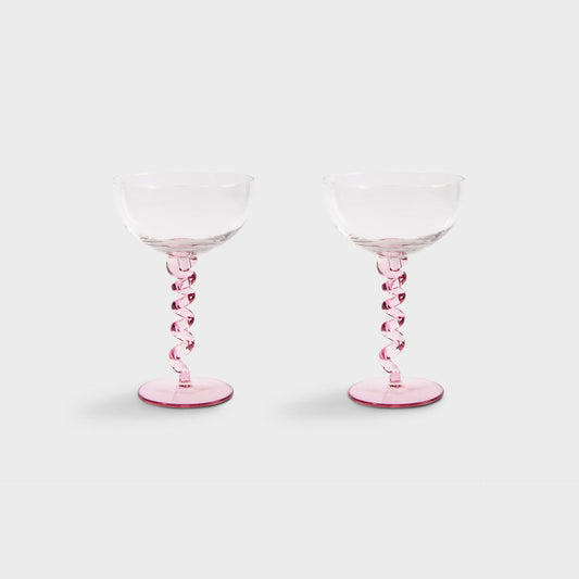 &Klevering Coupe Spiral Glasses in Pink (Set of 2)