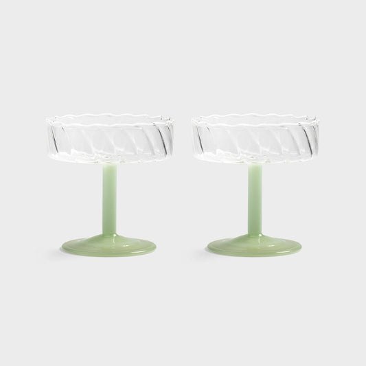 &Klevering Coupe Twirl Green Glasses Set of 2