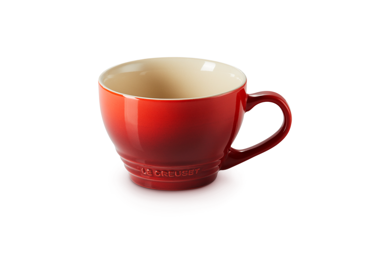 led creuset stoneware grand mug in cerise (deep red)