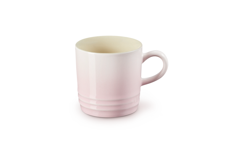 le creuset stoneware cappucino mug 200ml shell pink